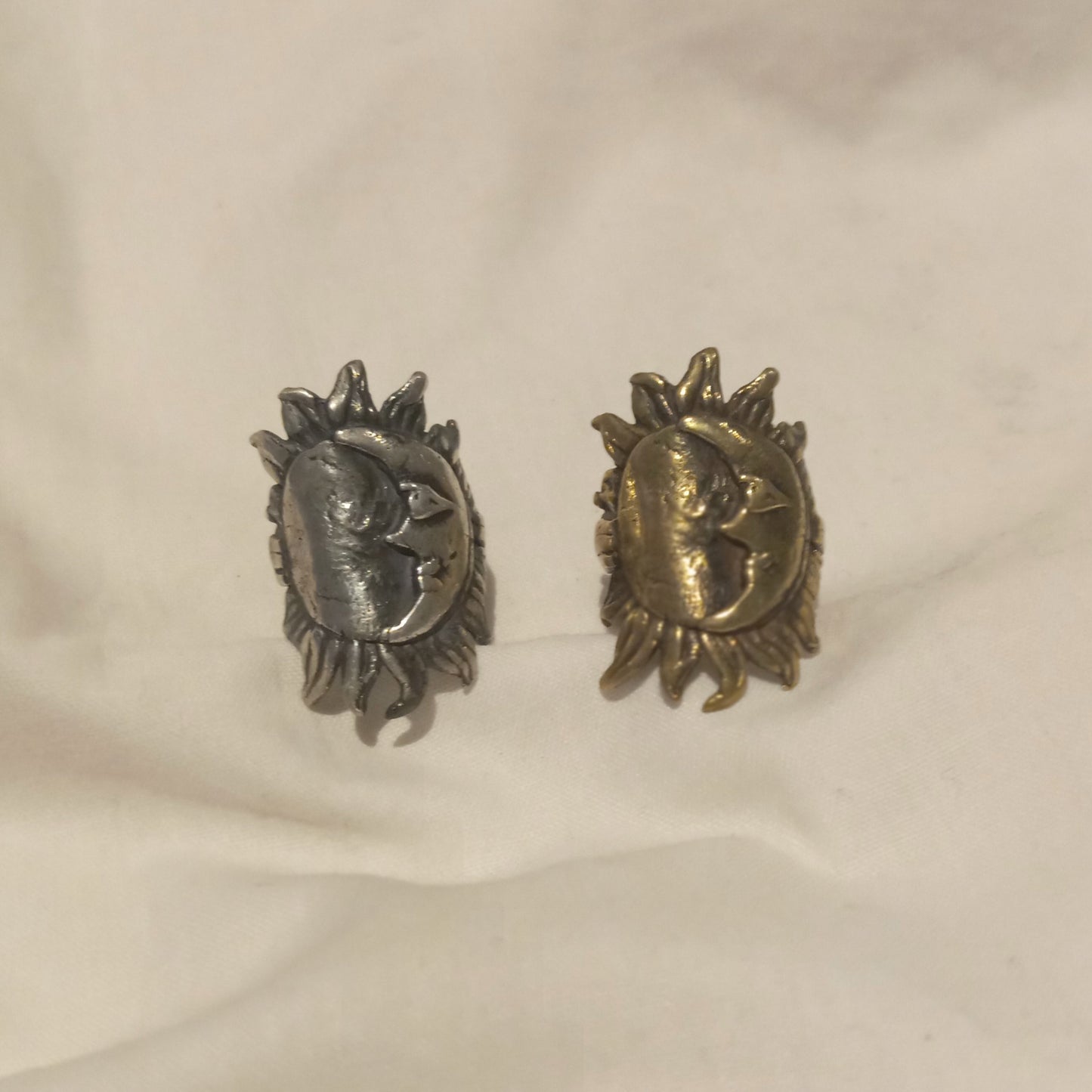 Anillo de sol y luna en plata o bronce
