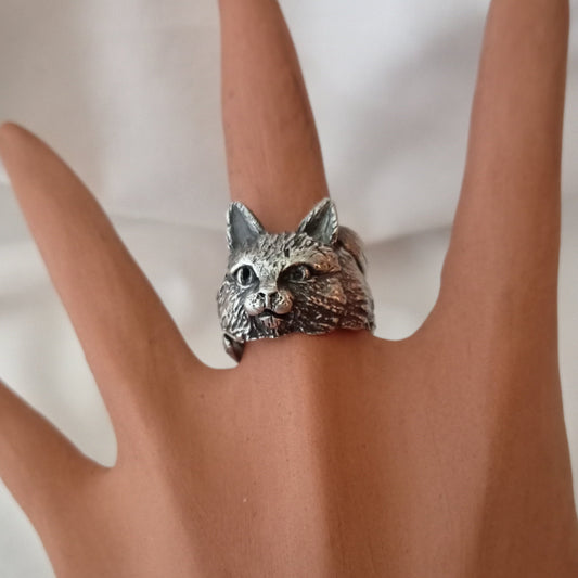 Anillo de gato en plata