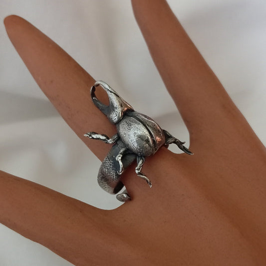 Anillo de escarabajo en plata