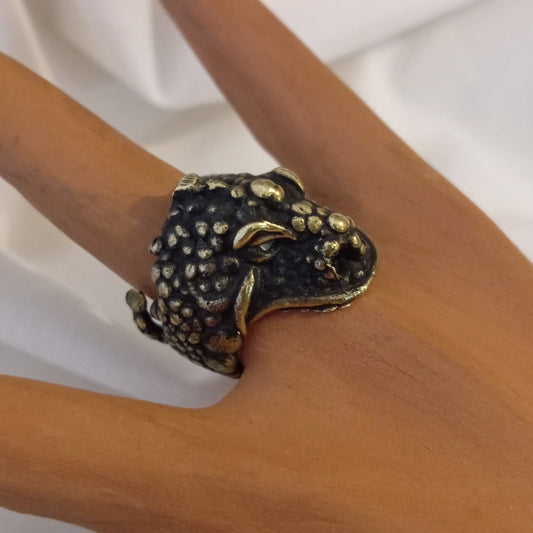 Anillo de cabeza de dragón en bronce