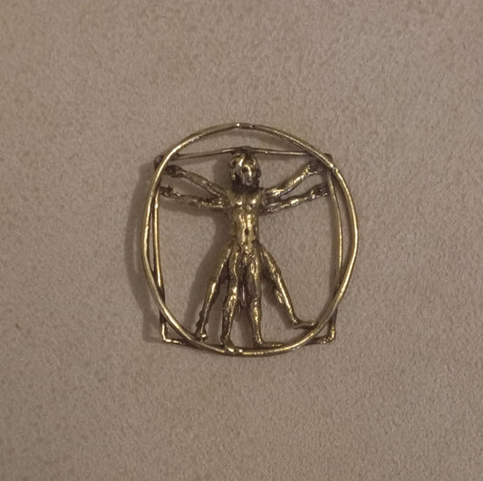 Broche hombre de Vitruvio grande en bronce
