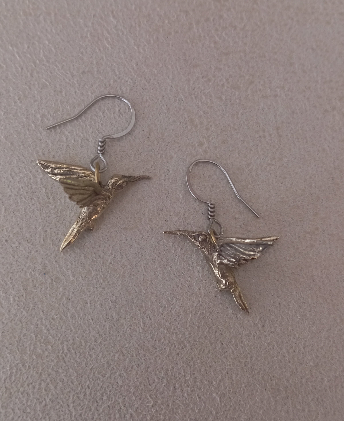 Pendientes colibrí en bronce